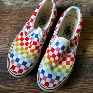 Rainbow checked Vans